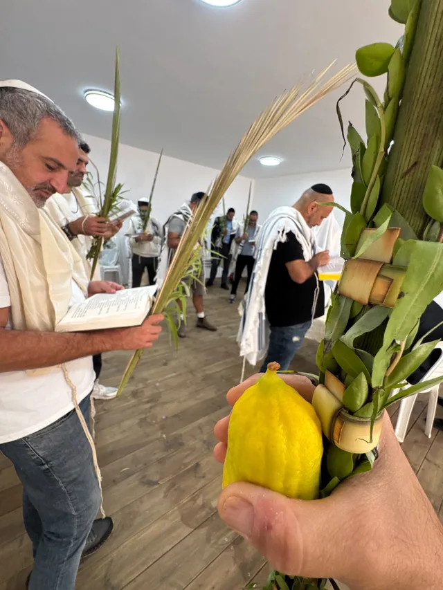 אתרוג ולולב ביד בזמן ההלל